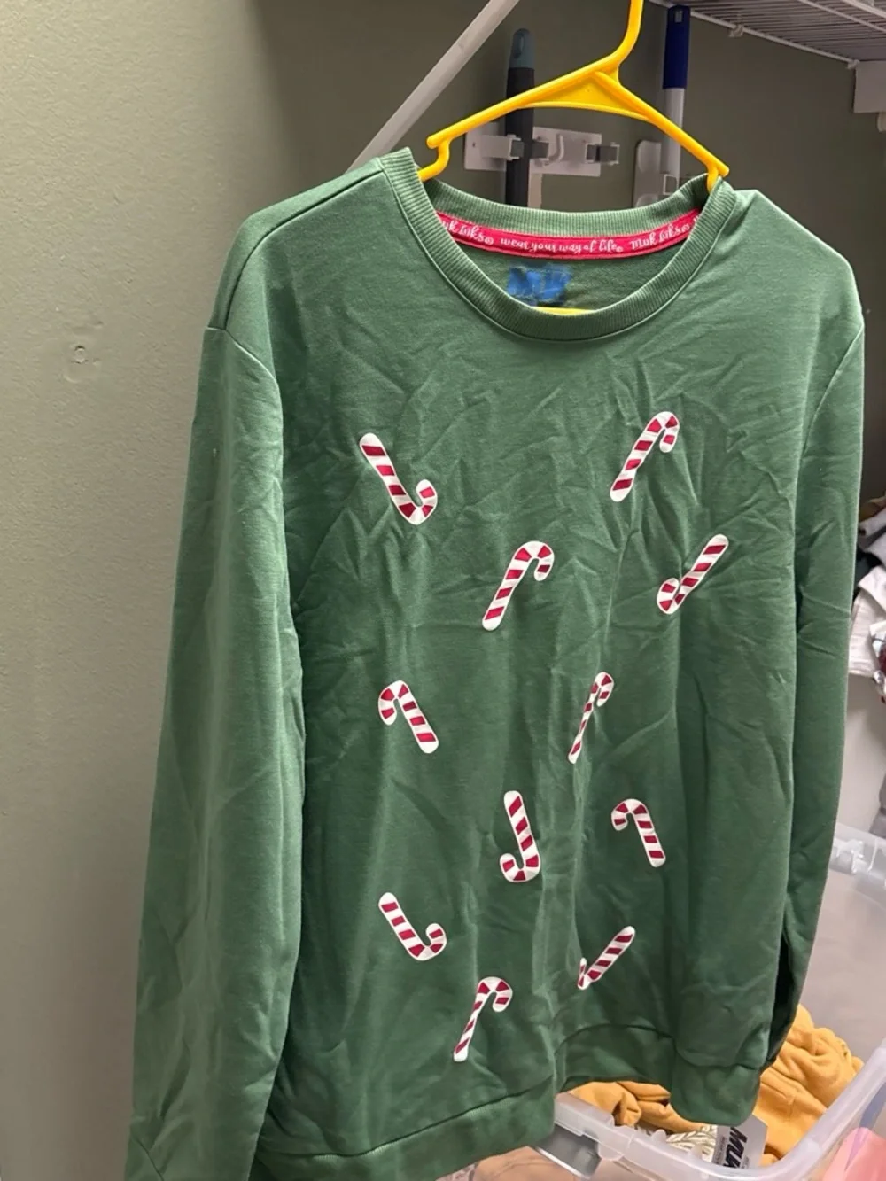 Muk Luks Green Kids Candy Cane Pajama Top